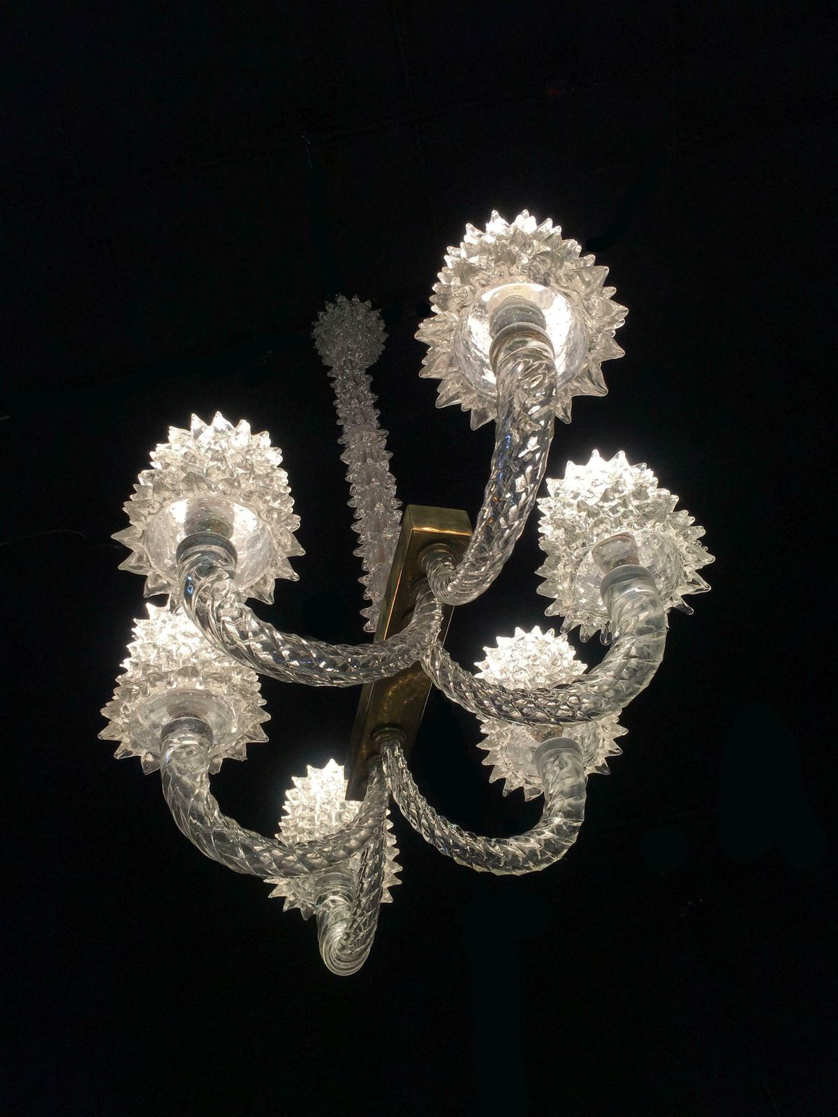 photo furniture Ercole Barovier Midcentury "Rostrato" Murano Glass Italian Chandelier, 1940s