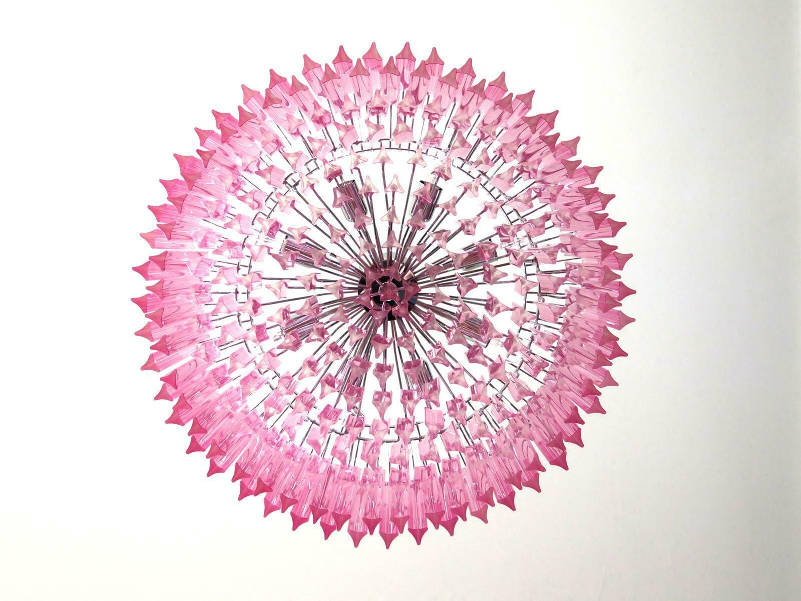 Triedri Glass Chandelier, 265 Pink Prism, Murano photo 5653.0