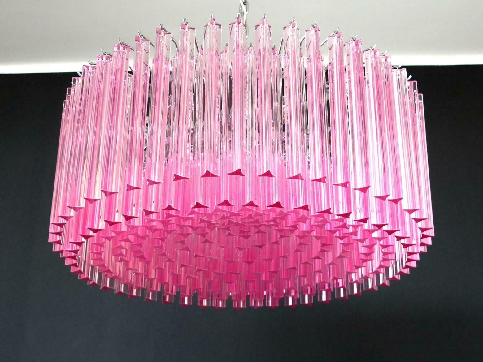photo furniture Triedri Glass Chandelier, 265 Pink Prism, Murano