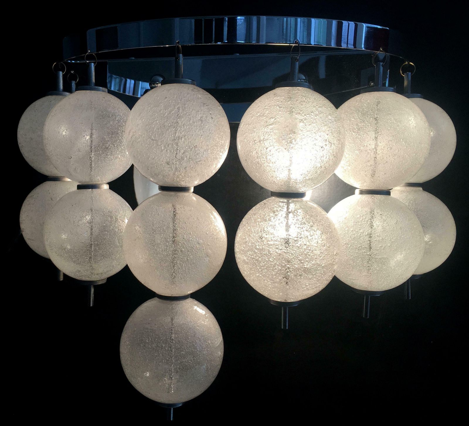 Midcentury Pair Of Sconces With Pulegoso Glass Balls By Mazze, Murano, 1970 photo furniture