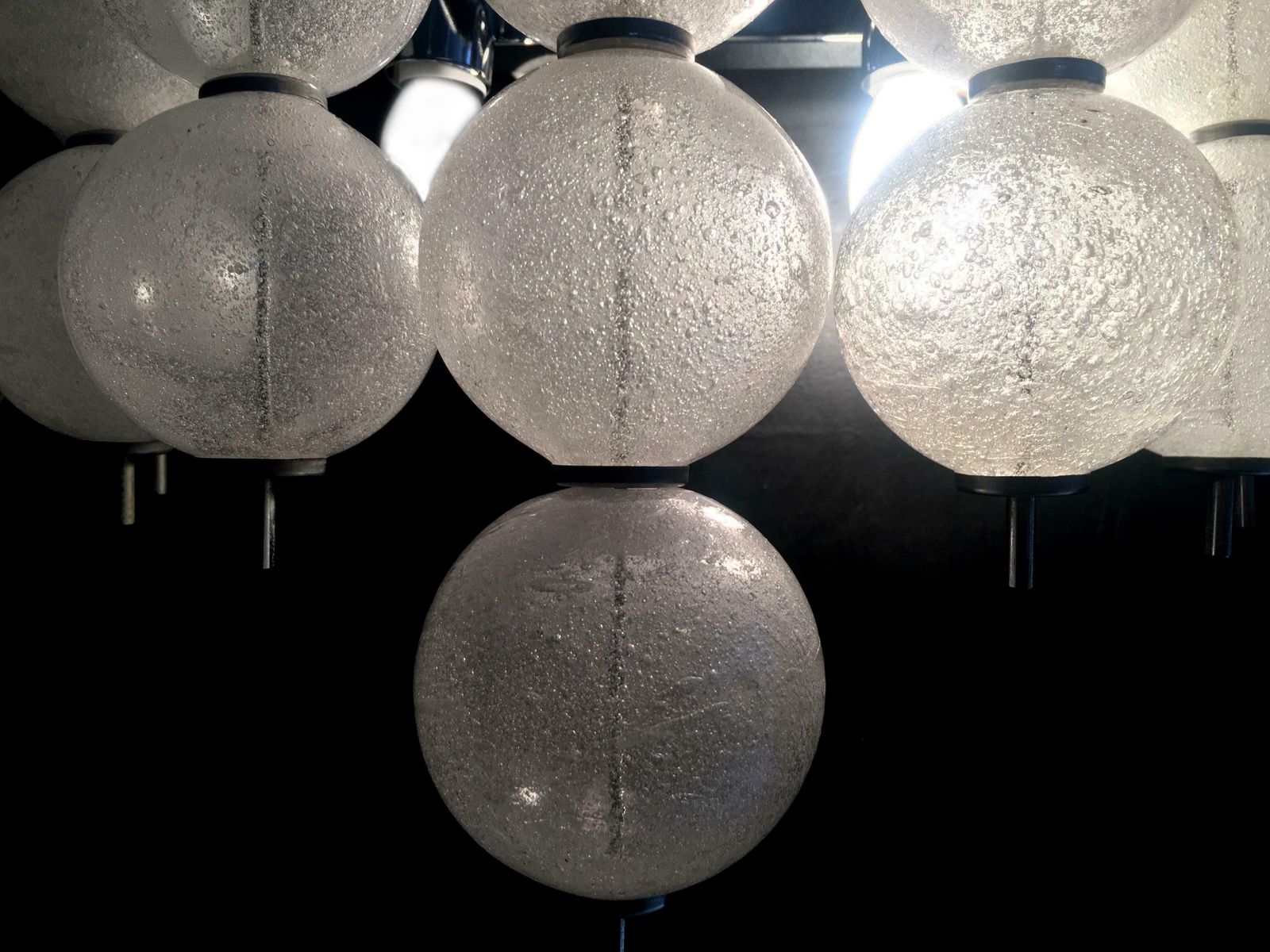 Midcentury Pair Of Sconces With Pulegoso Glass Balls By Mazze, Murano, 1970 photo for sale