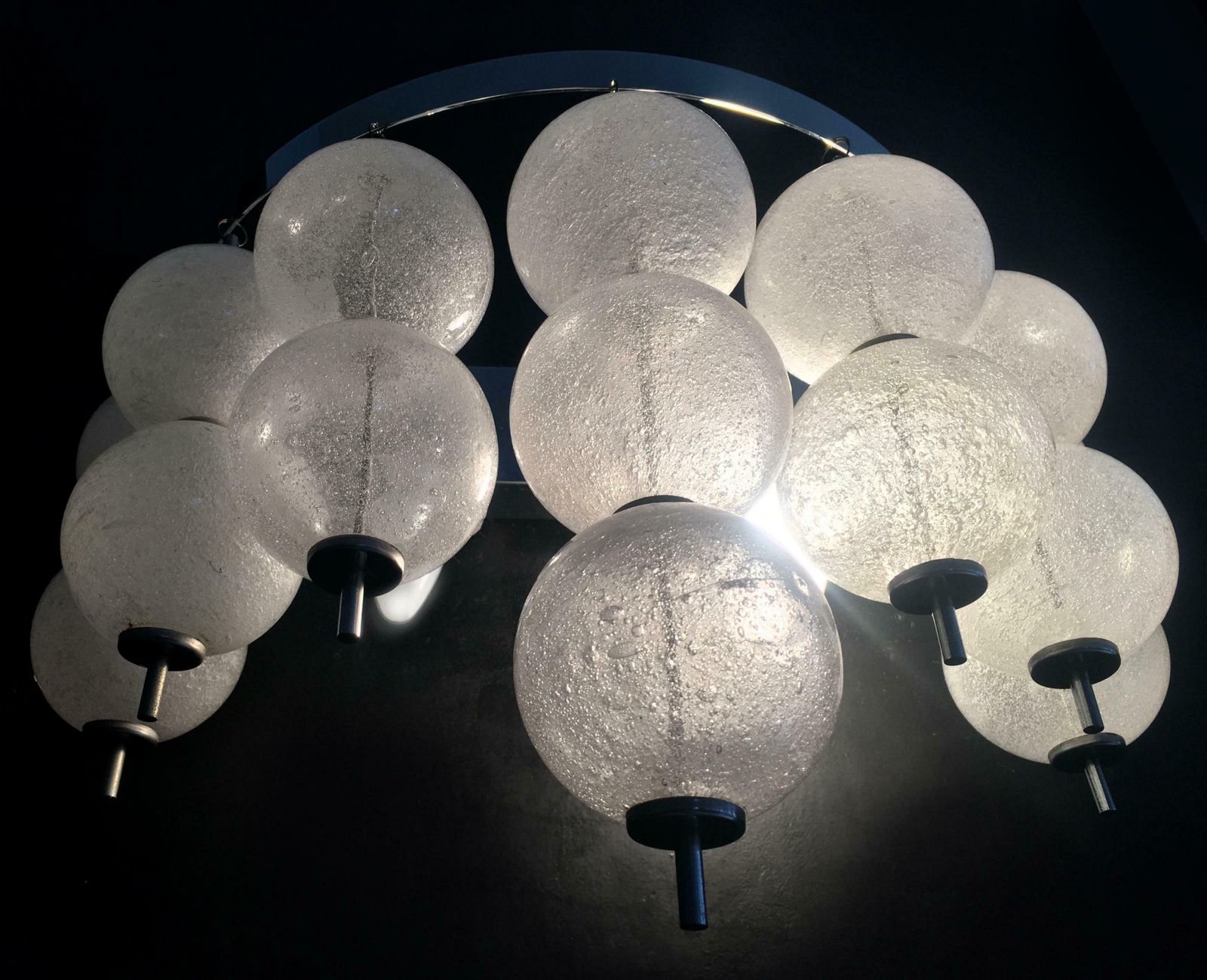 Midcentury Pair Of Sconces With Pulegoso Glass Balls By Mazze, Murano, 1970 photo Lighting
