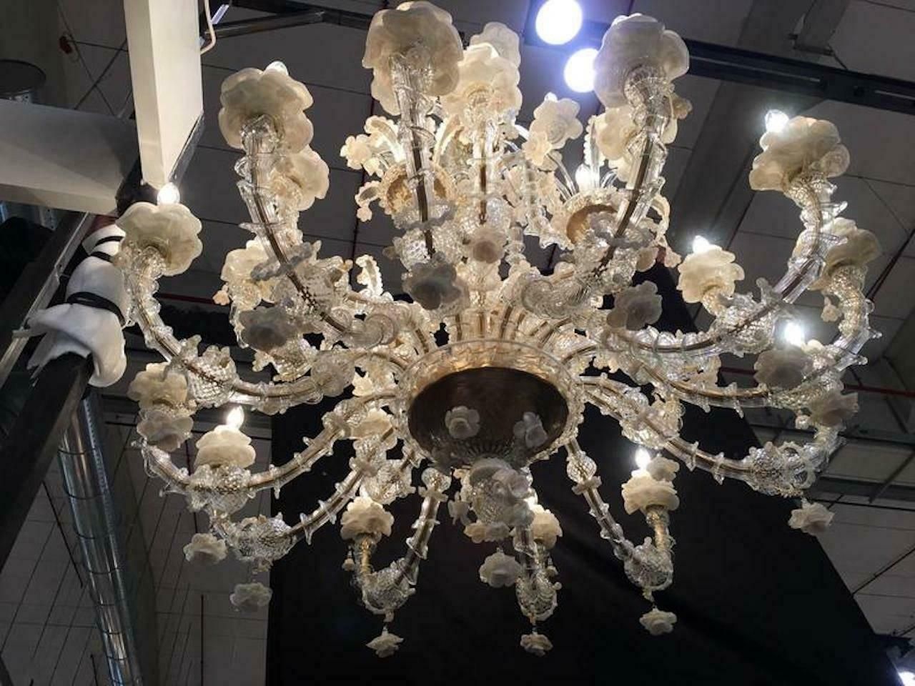 Spectacular Italian Chandelier Gold Inclusions, Murano, 1980s photo 12922.0