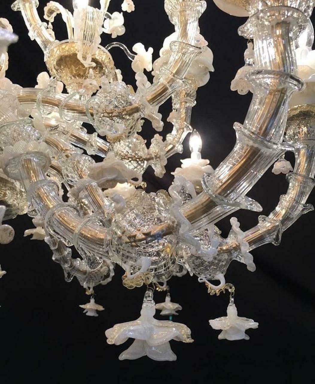Spectacular Italian Chandelier Gold Inclusions, Murano, 1980s photo buy