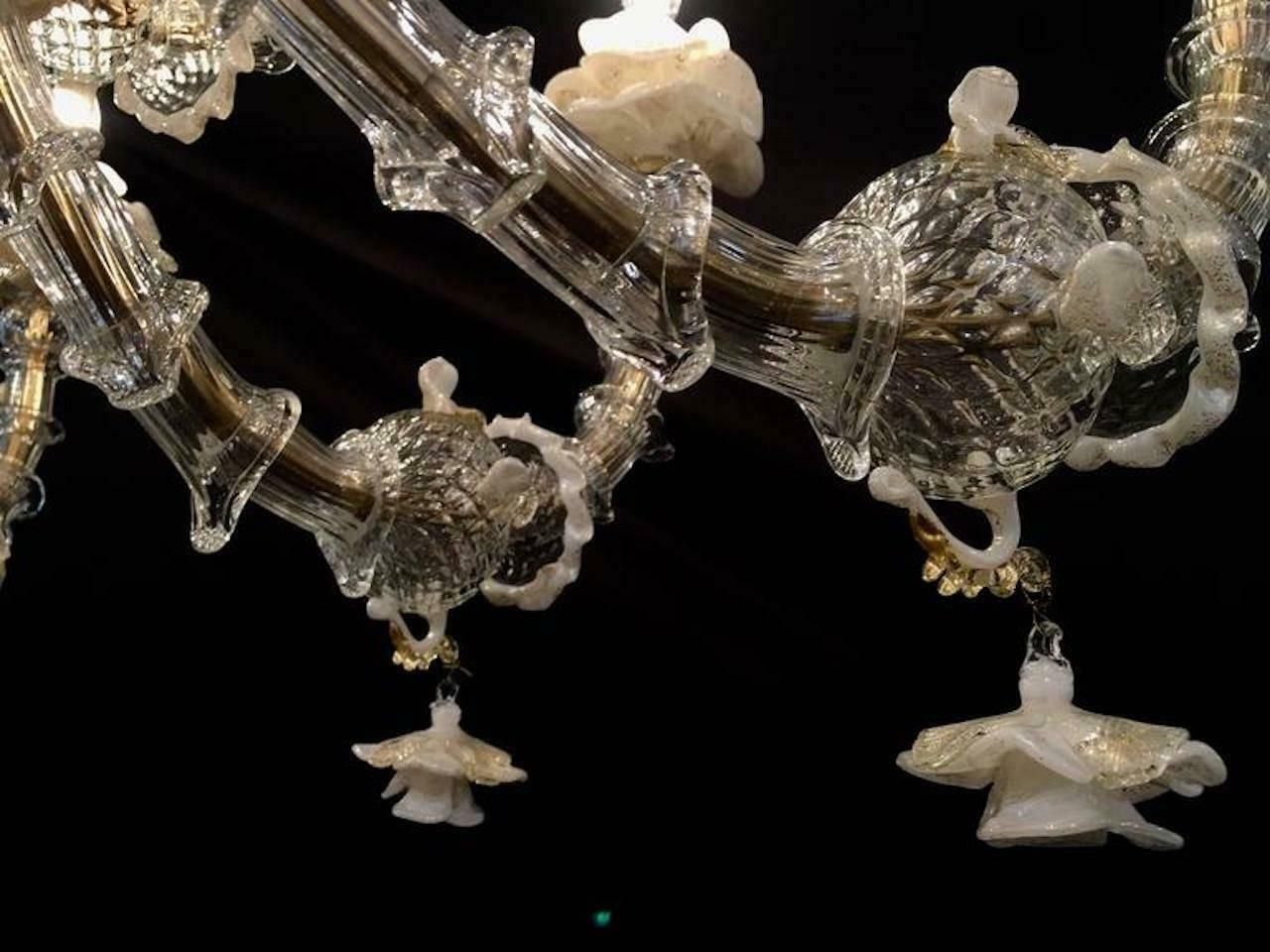 Spectacular Italian Chandelier Gold Inclusions, Murano, 1980s photo vintage