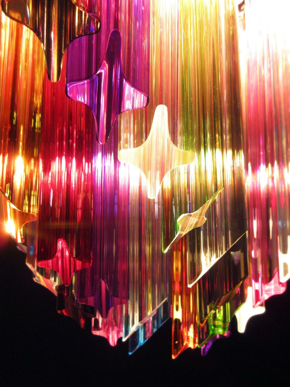 Pair Of Italian Chandelier Multicoloured Quadriedri, Murano photo Lighting