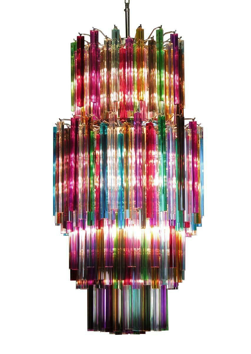 Amazing Pair Italian Murano Arlecchino Glass Chandeliers photo buy