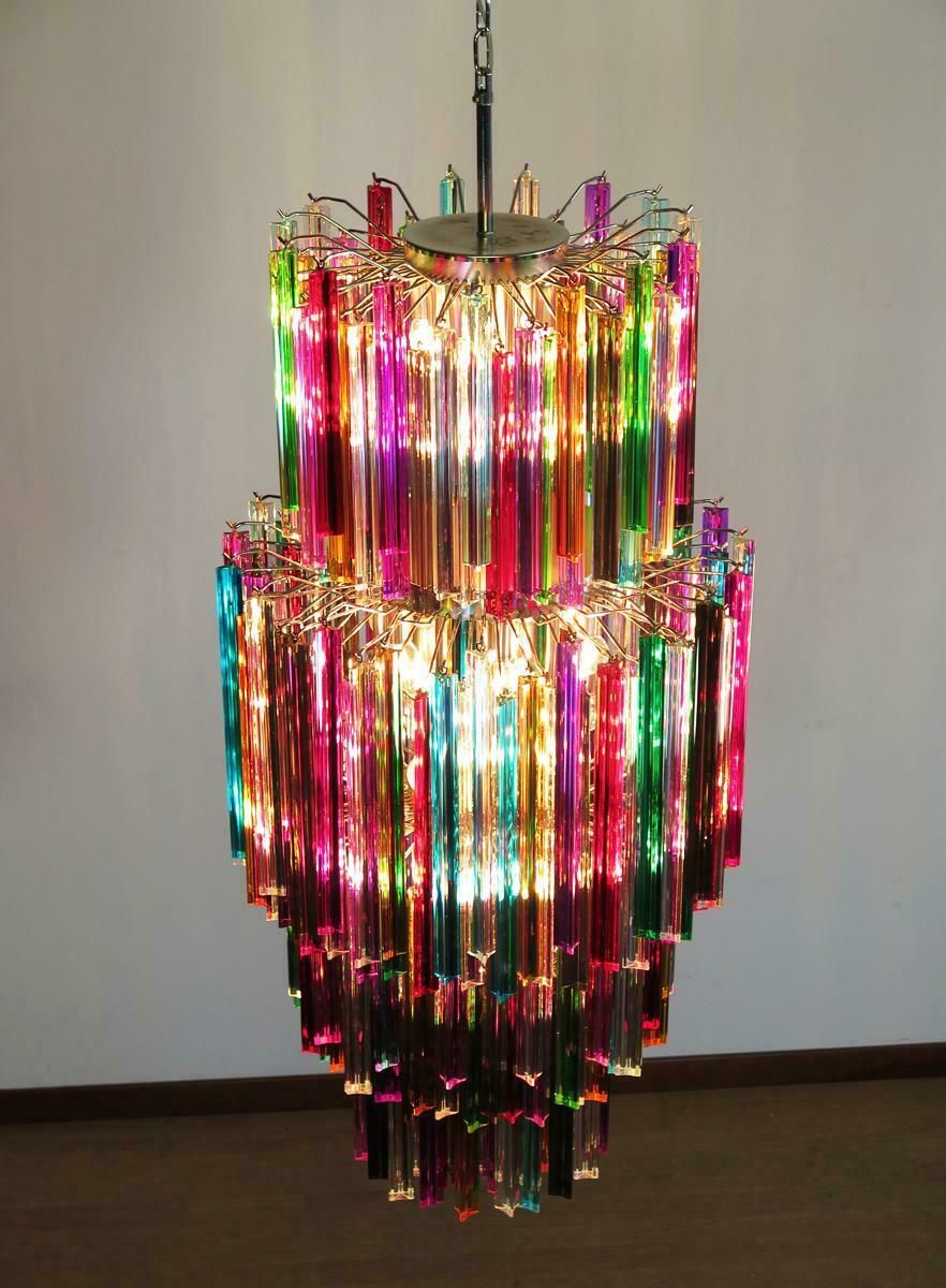 Amazing Pair Italian Murano Arlecchino Glass Chandeliers photo vintage