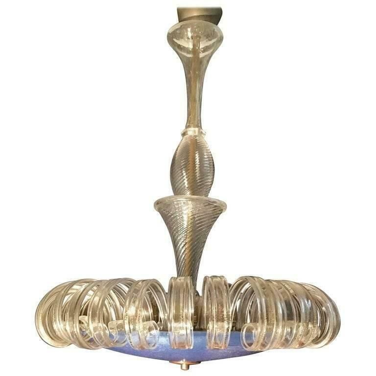 Midcentury Italian Glass Chandelier By Barovier & Toso, Murano, 1960 photo Lighting