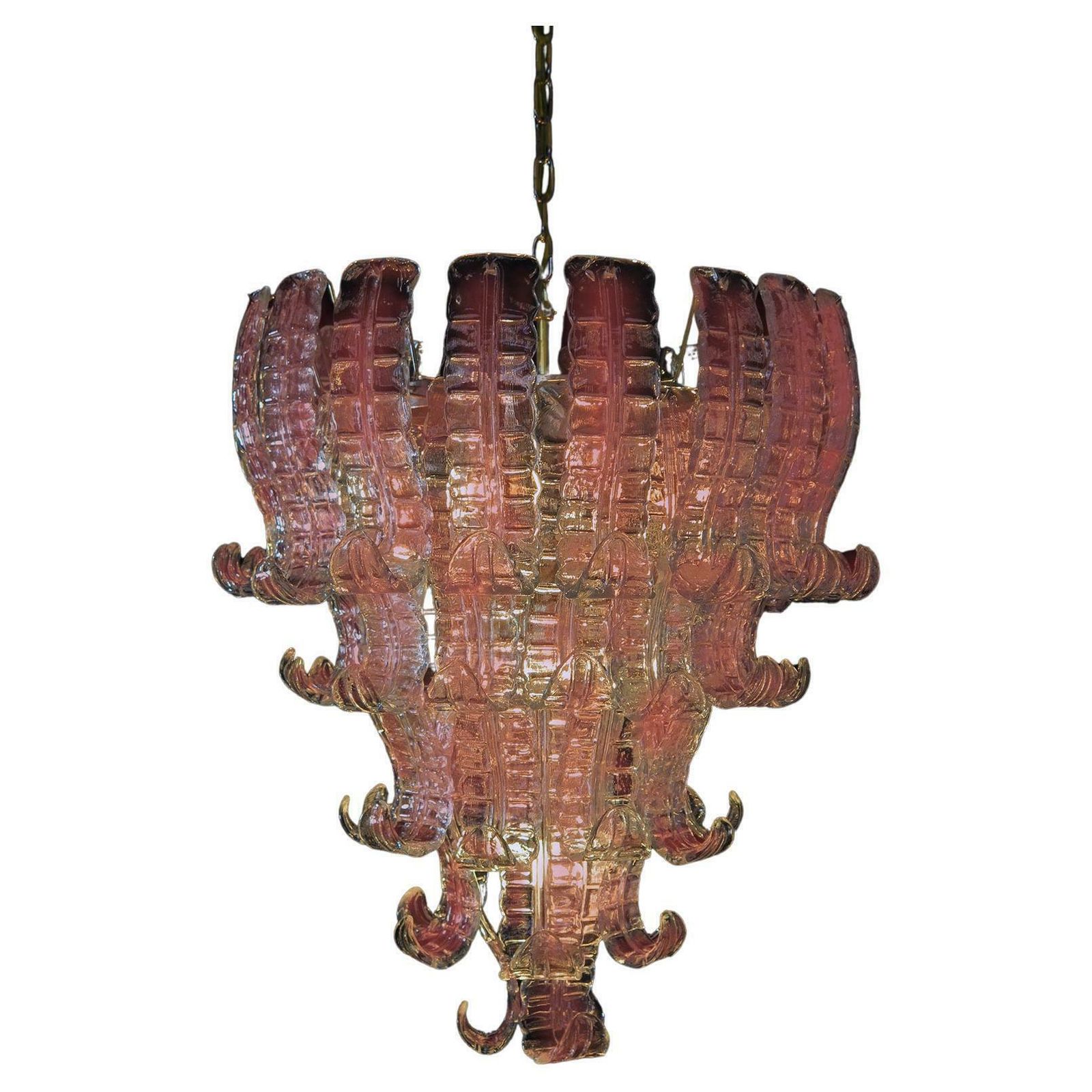 Pair Of Italian Murano Six Tier Felci Glass Chandeliers photo 4200.0