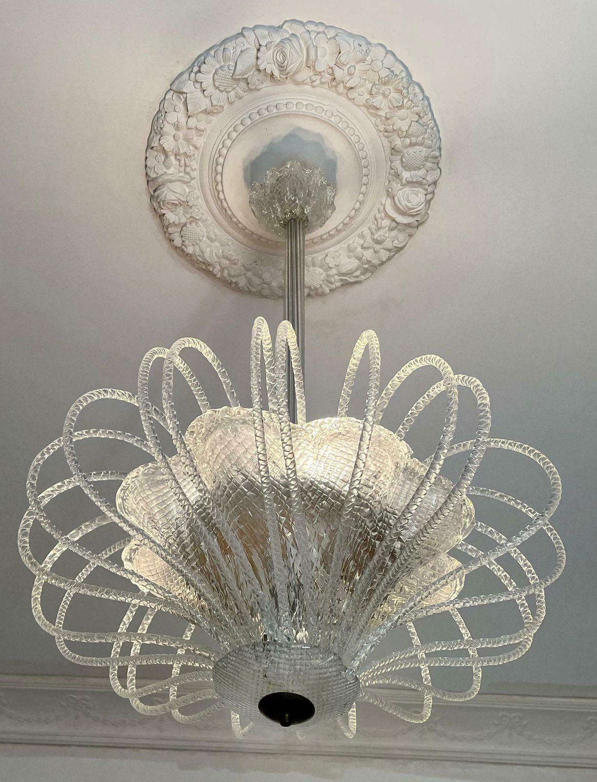 Stunning And Original Chandelier By Barovier & Toso, Murano, 1940s photo furniture