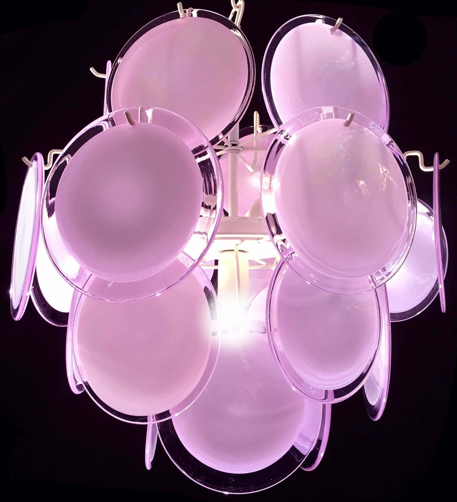 Pair Of Italian Disc Chandeliers By Vistosi, Murano, 1970s photo 2423.0