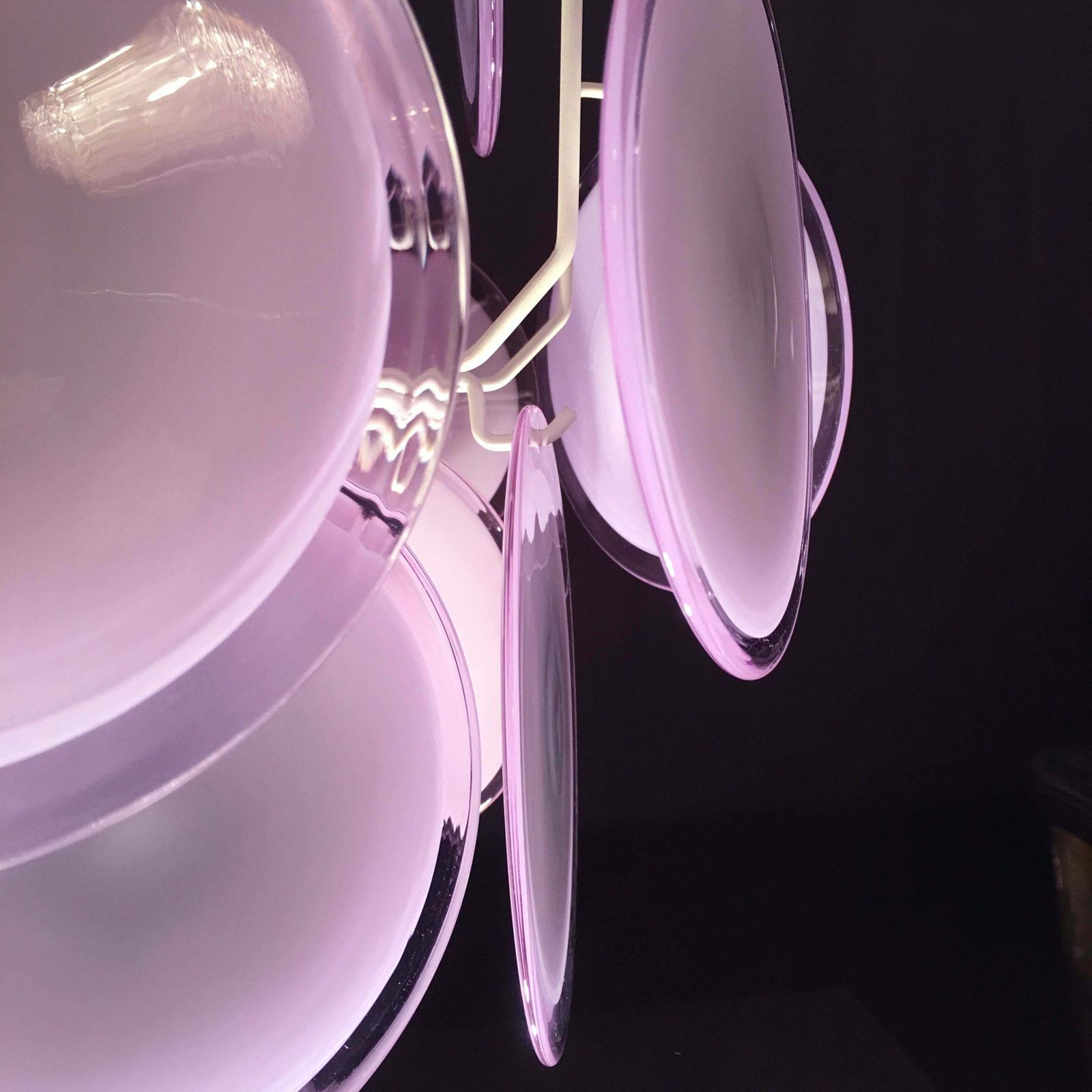 Pair Of Italian Disc Chandeliers By Vistosi, Murano, 1970s photo vinterior