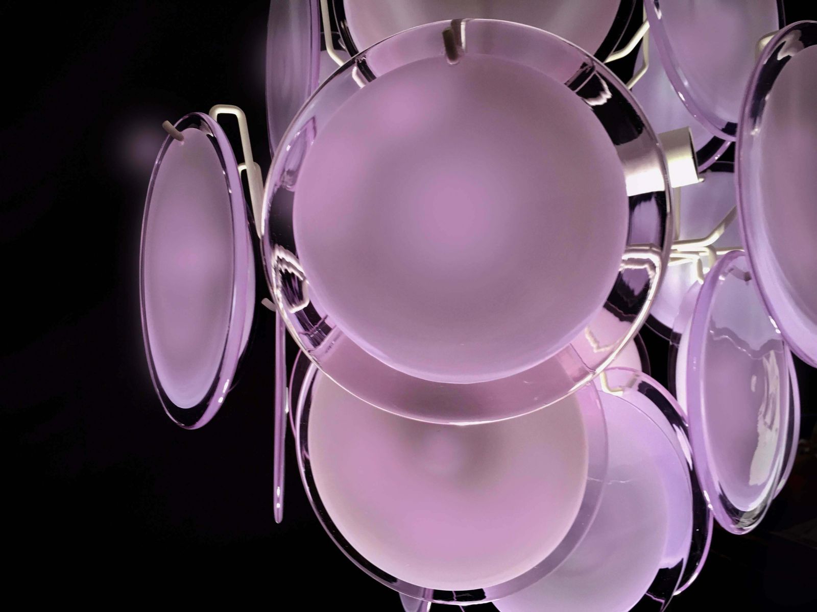 photo furniture Pair Of Italian Disc Chandeliers By Vistosi, Murano, 1970s
