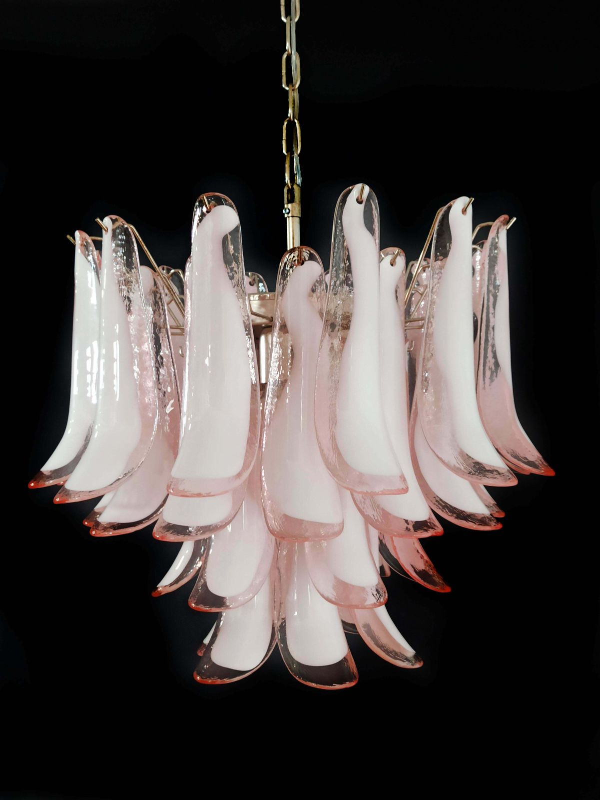 Pair Of Elegant Chandeliers 36 Pink Petals, Murano photo Lighting