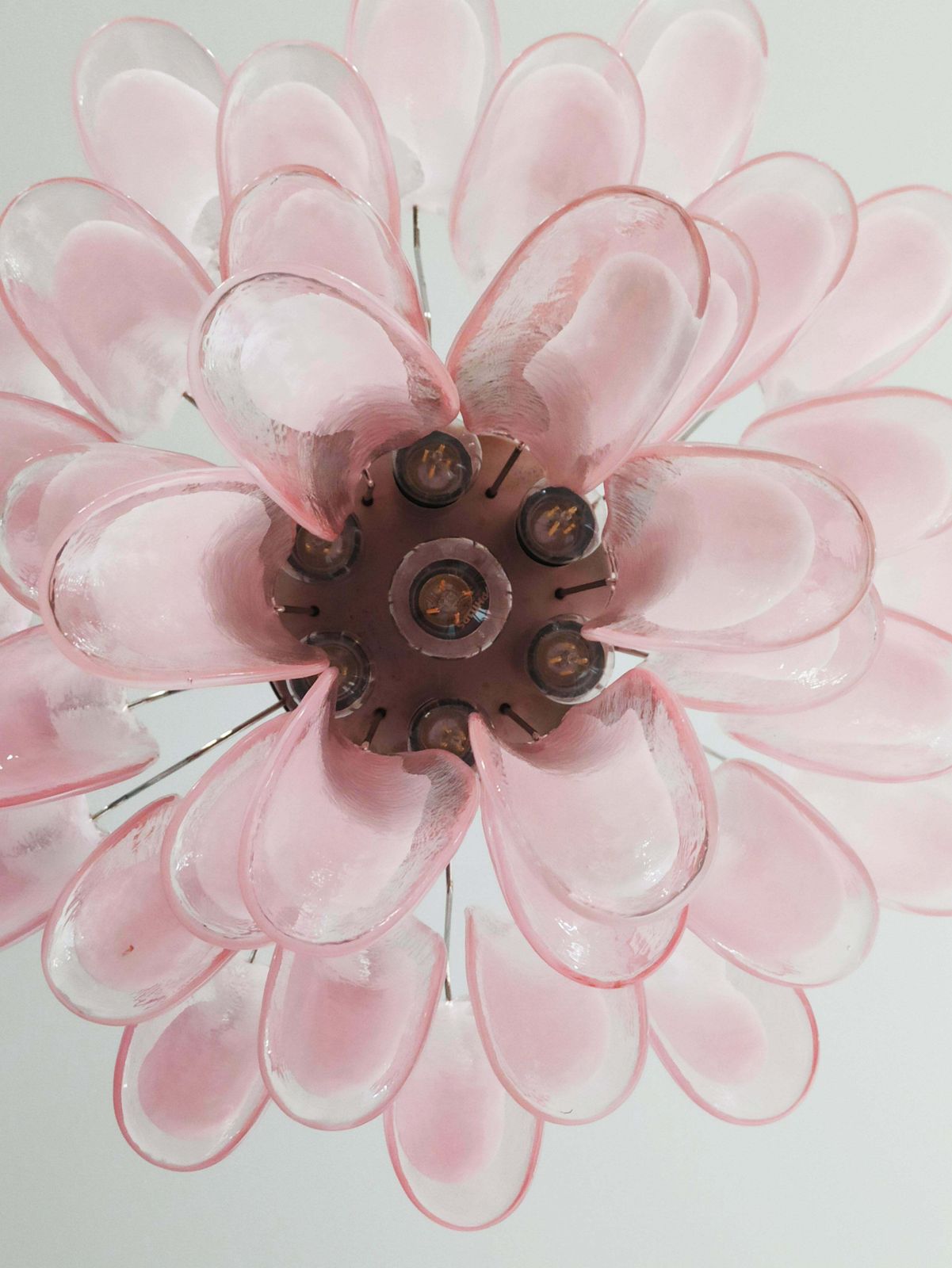 Pair Of Elegant Chandeliers 36 Pink Petals, Murano photo 2827.0