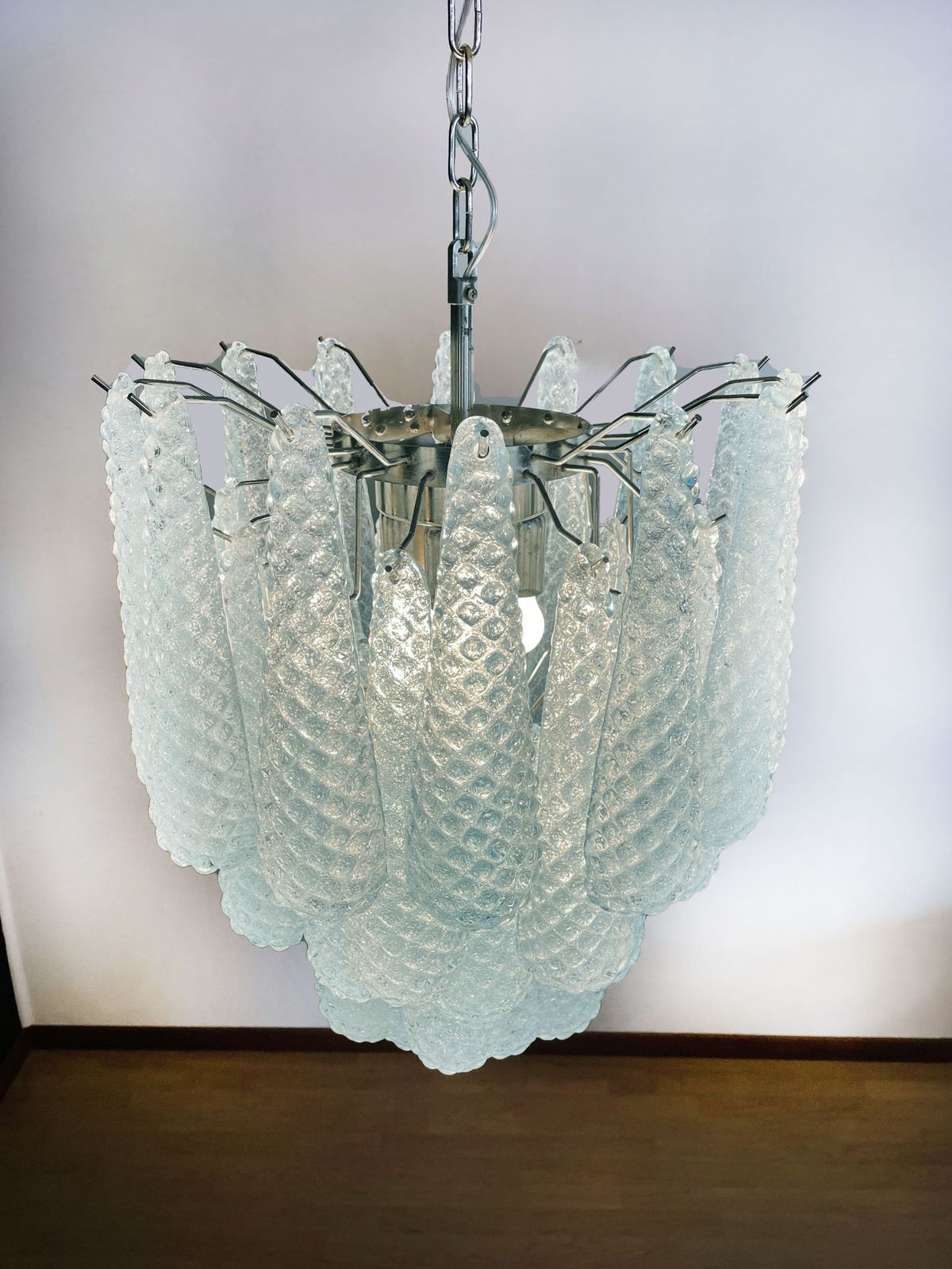 photo buy Italian Vintage Murano Chandelier 41 Blue Glass Petals Drop