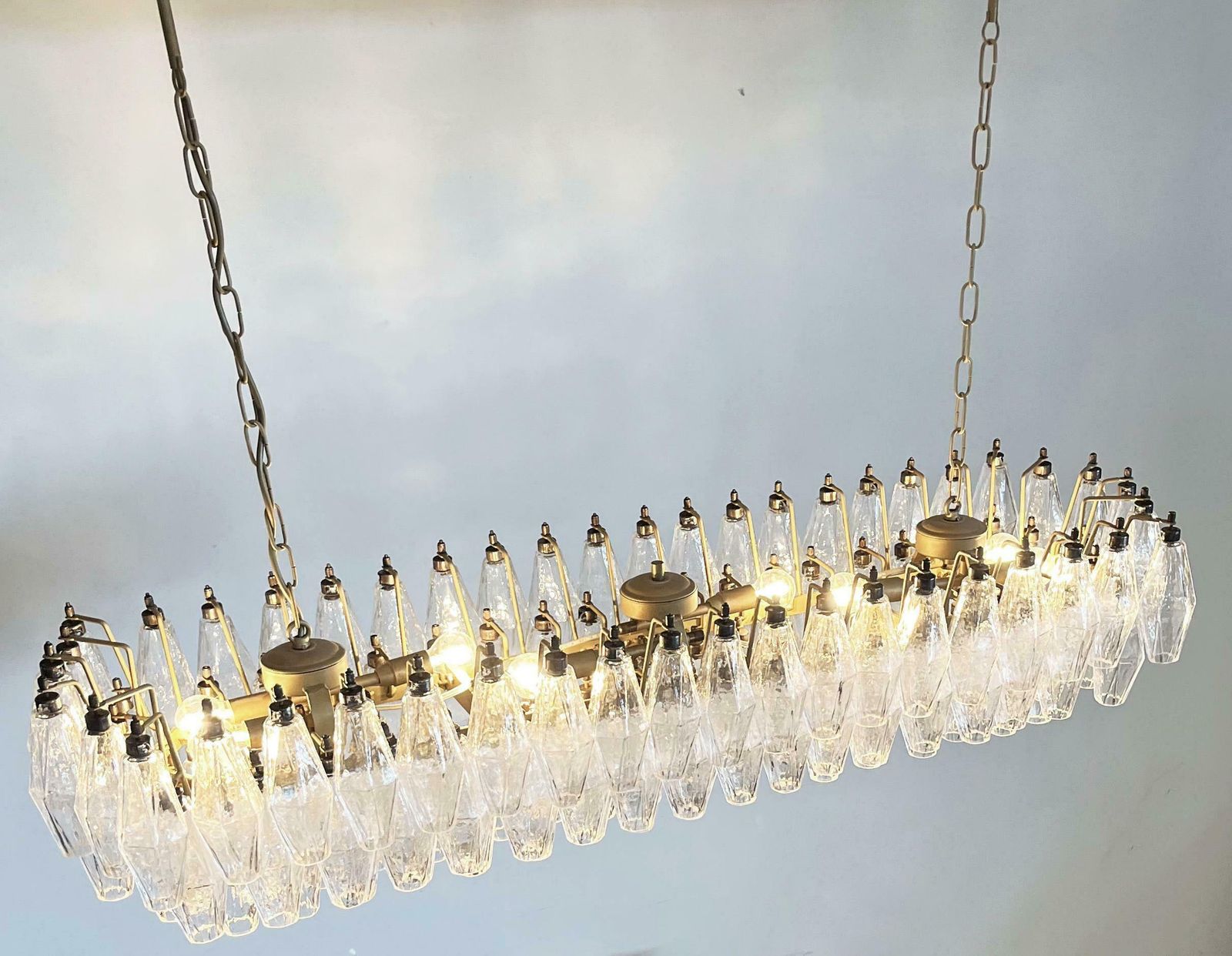 photo furniture Elegant Murano Poliedri Chandelier   Carlo Scarpa   138 Transparent Glasses
