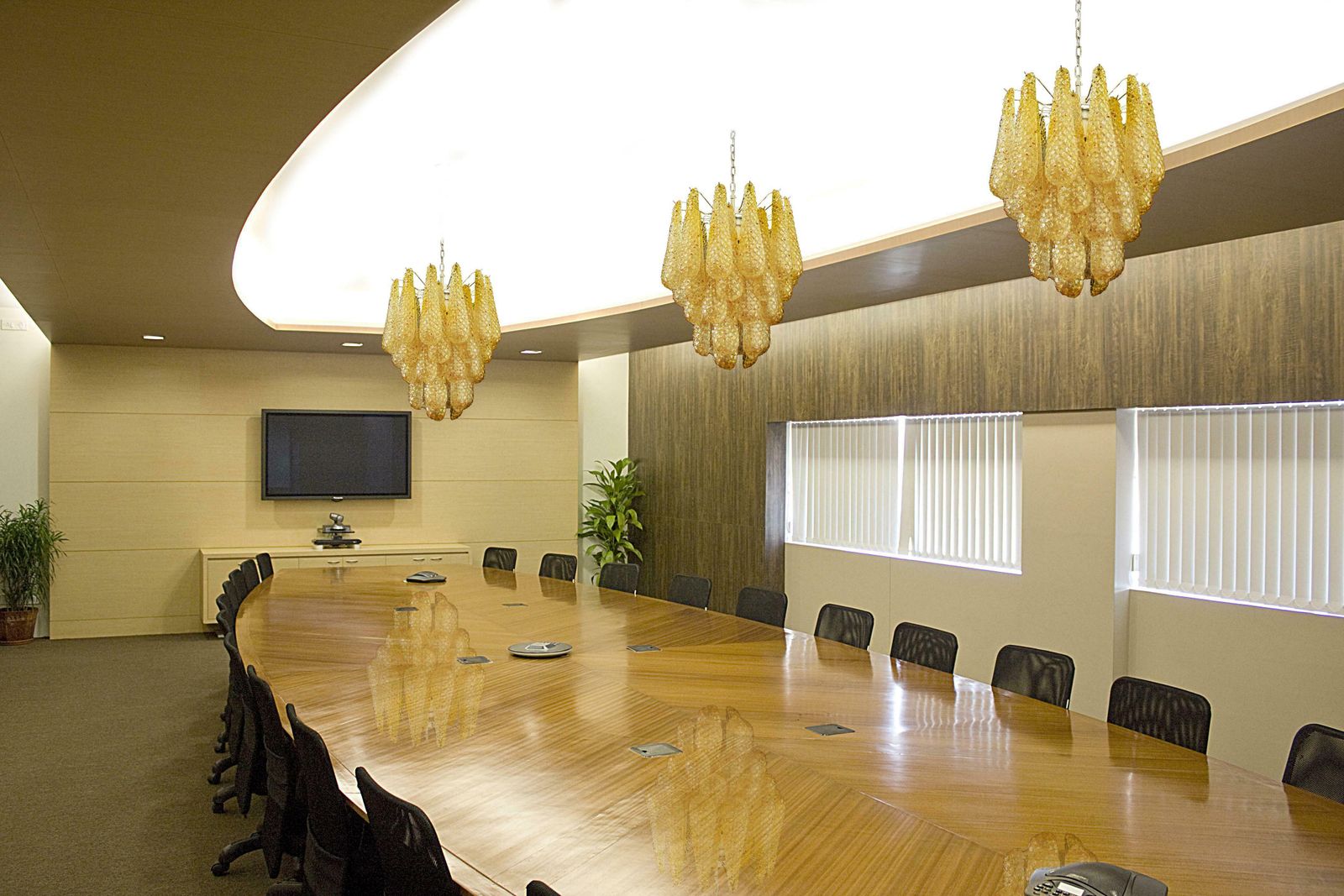 photo for sale Pair Of Italian 41 Amber Crystal Petals Chandeliers, Murano