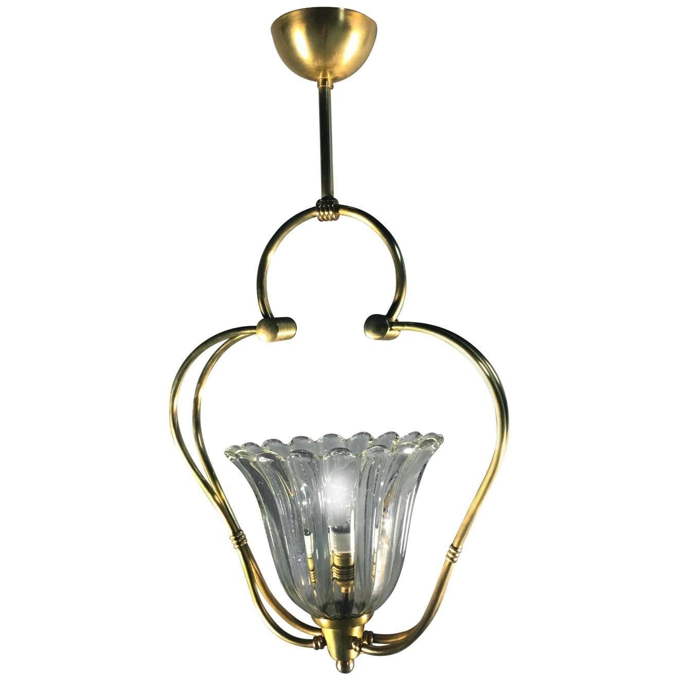 Art Deco Italian Chandelier By Ercole Barovier, Murano, 1940
