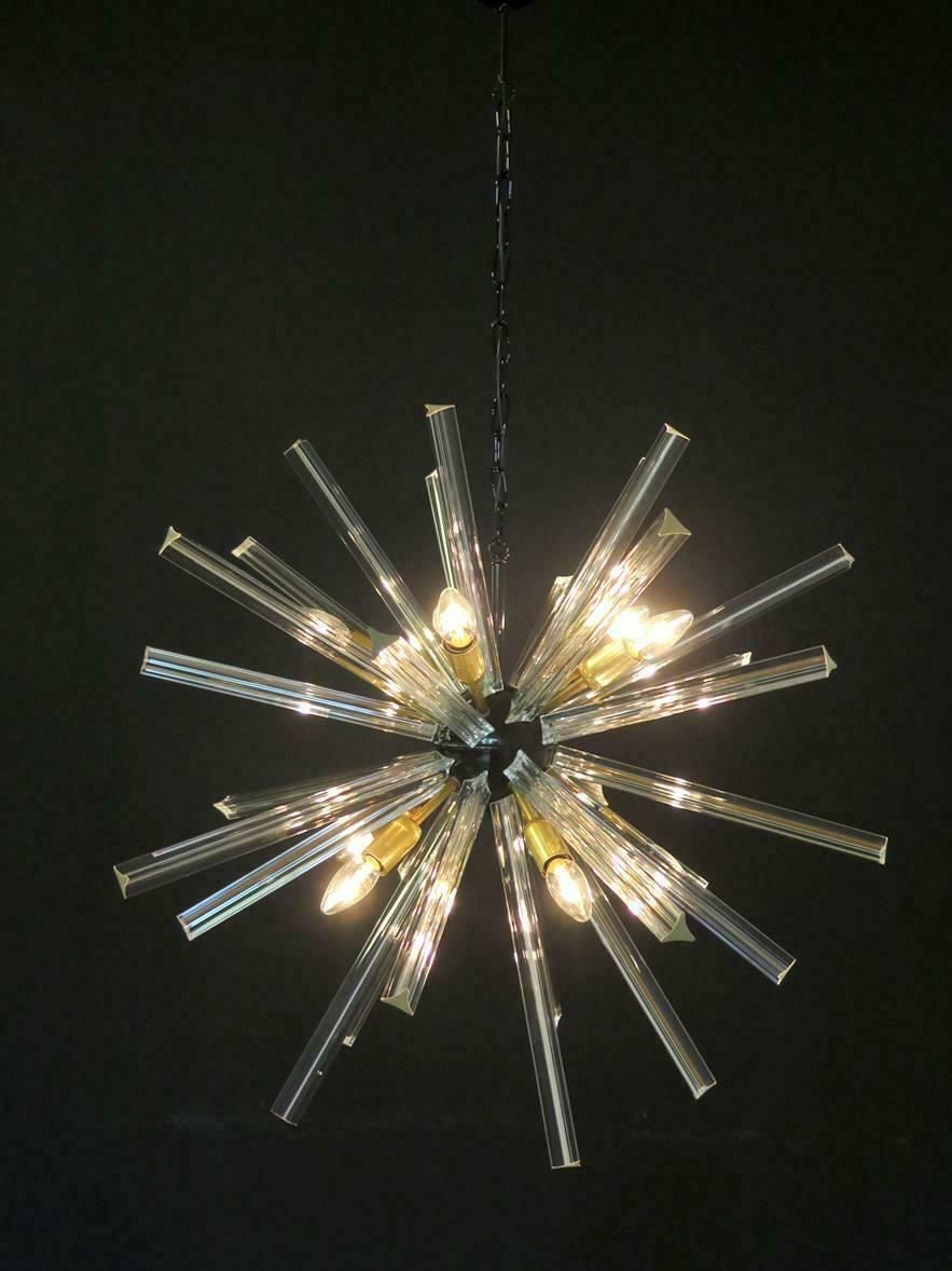 Lighting Exceptional Pair Of Sputnik Chandeliers,30 Crystal Glass Murano, 1990 photo