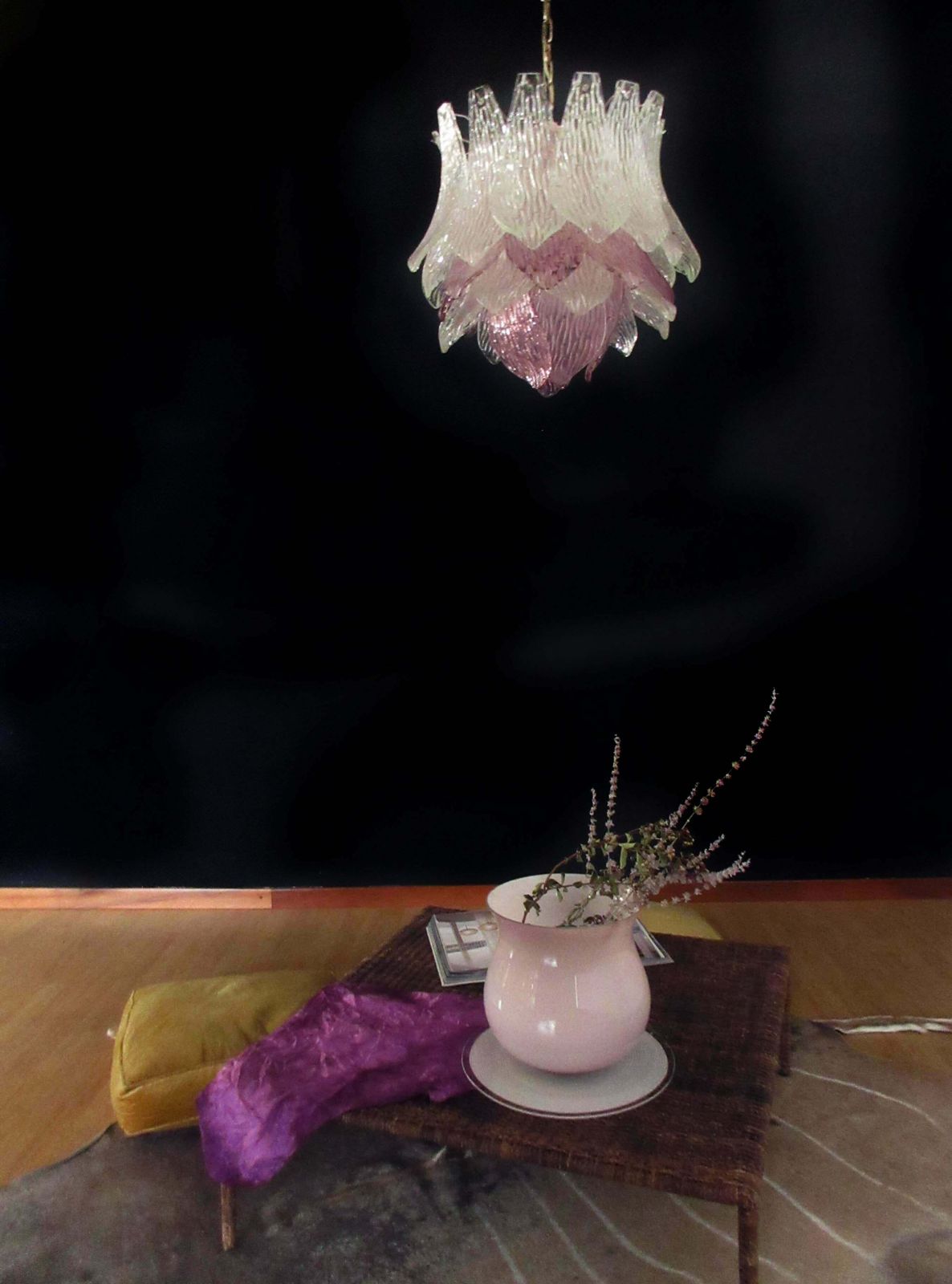 Pair Of Italian Murano Chandeliers Transparent And Amethyst Glasses, Murano, 1 photo vinterior