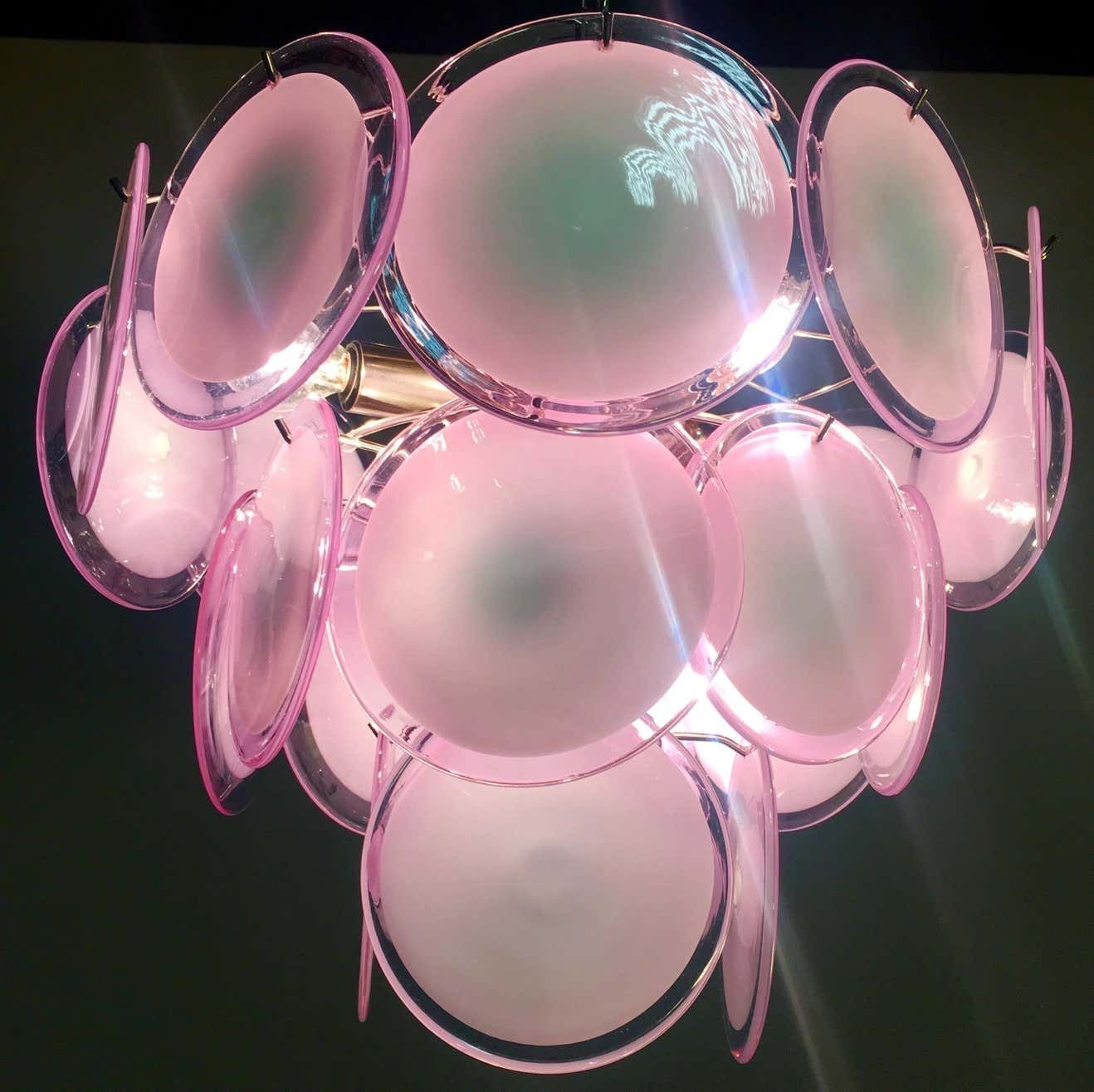 2423.0 Pair Of Disc Murano Glass Chandeliers By Vistosi Style photo