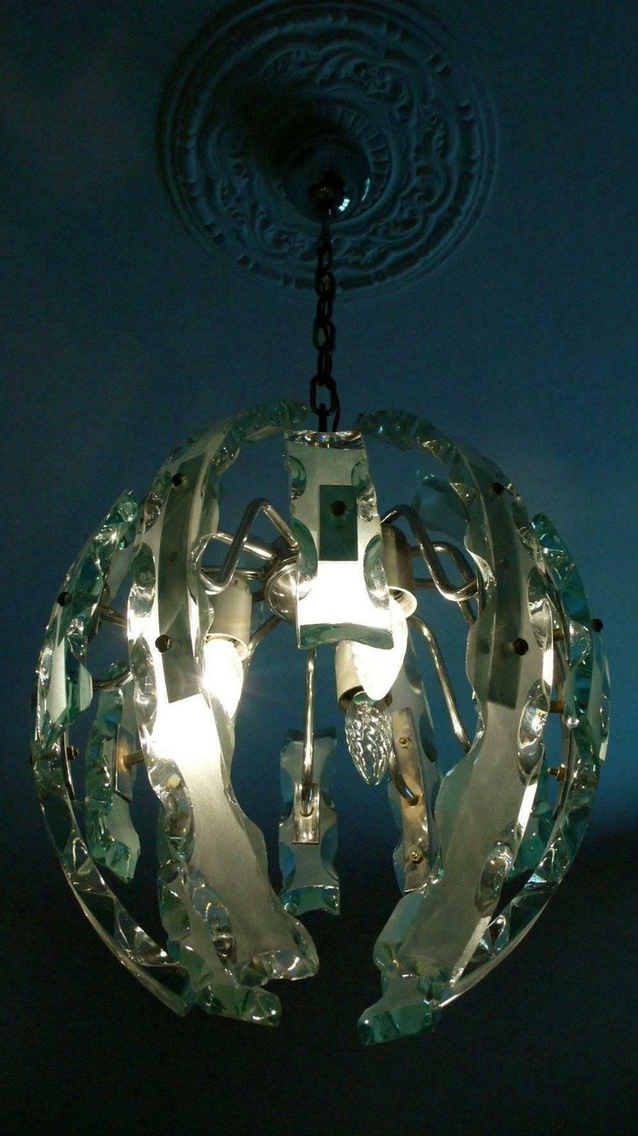 Ovoid Pendant In The Fontana Arte Style, Murano, 1970s photo Lighting