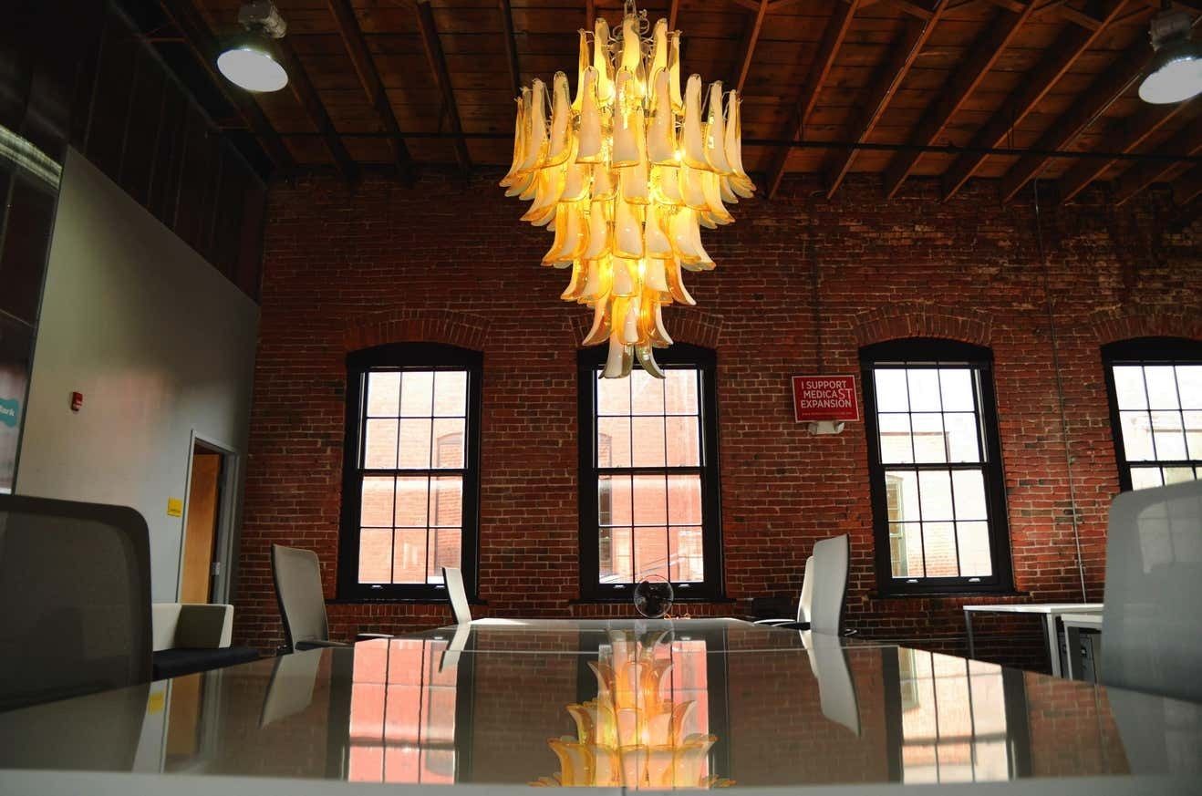 Stunning Chandelier Mazzega Murano, Italy, 85 Caramel Lattimo Glass Petals photo for sale