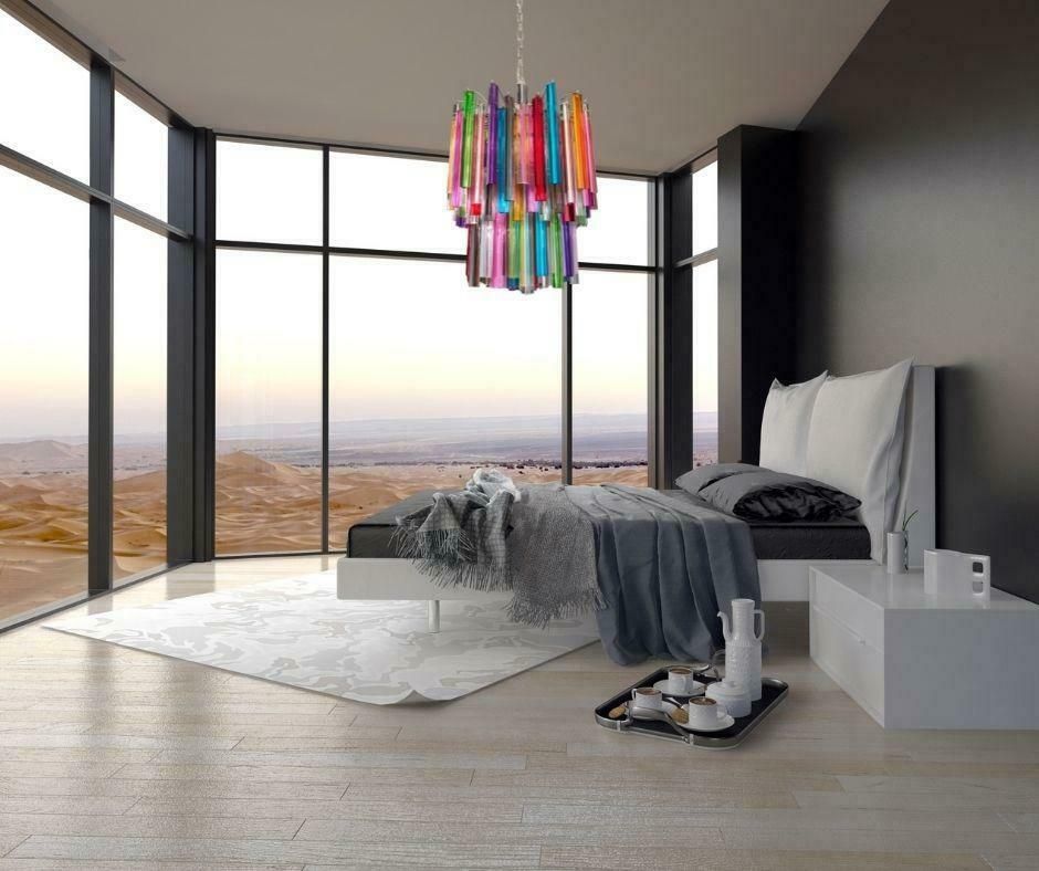 photo furniture Fantastic Italian Multicoloured Prism "Arlecchino" Chandelier. Murano