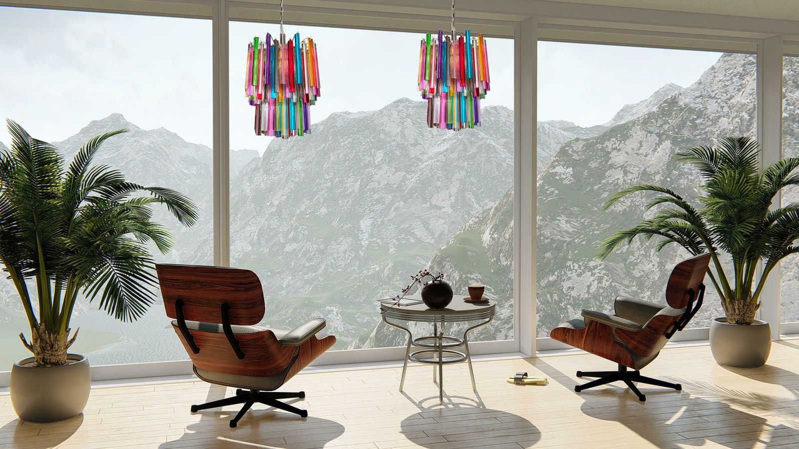 photo vinterior Fantastic Italian Multicoloured Prism "Arlecchino" Chandelier. Murano