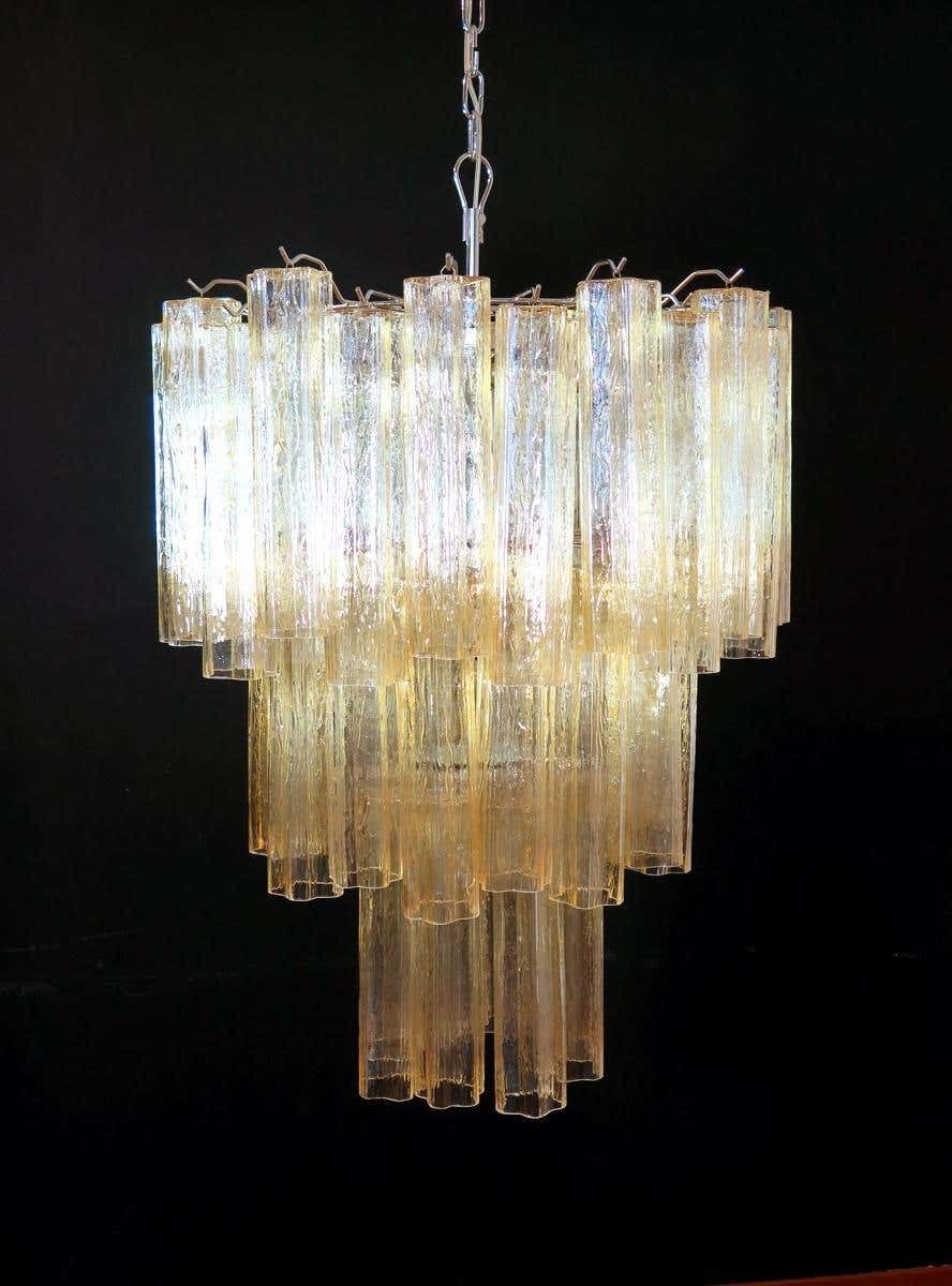 Luxurious Pair Of Gold Coloured Murano Chandeliers photo vinterior