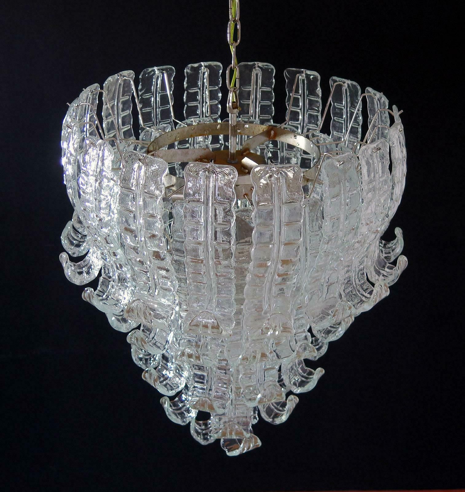 Italian Murano Six Tier Felci Glass Chandeliers, 1970s photo 1777.0