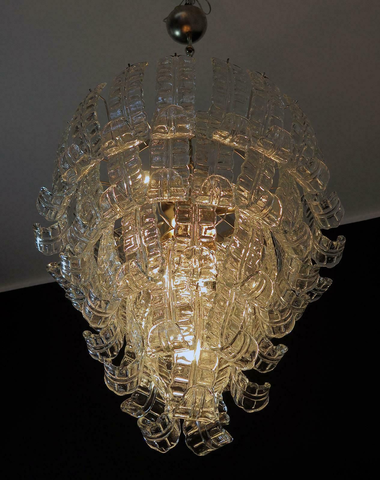 Italian Murano Six Tier Felci Glass Chandeliers, 1970s photo buy