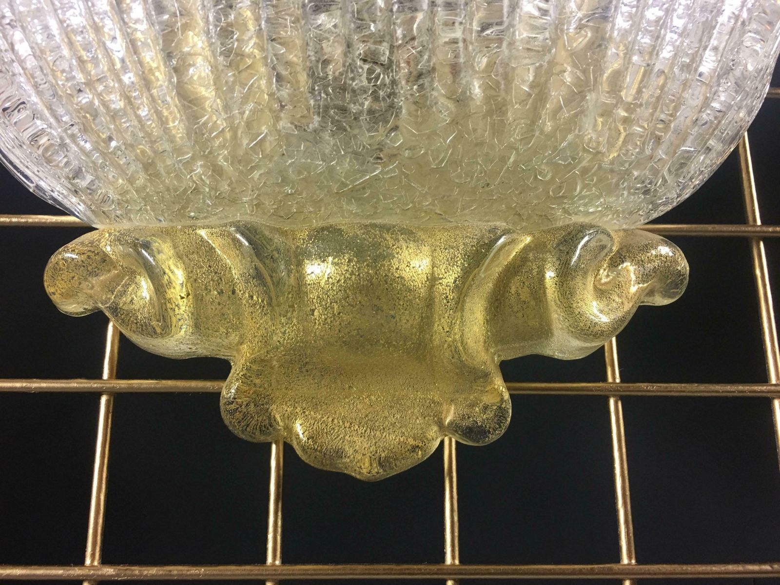 Pair Of Sconces Gold Inclusions Barovier & Toso Style, Murano, 1980 photo for sale