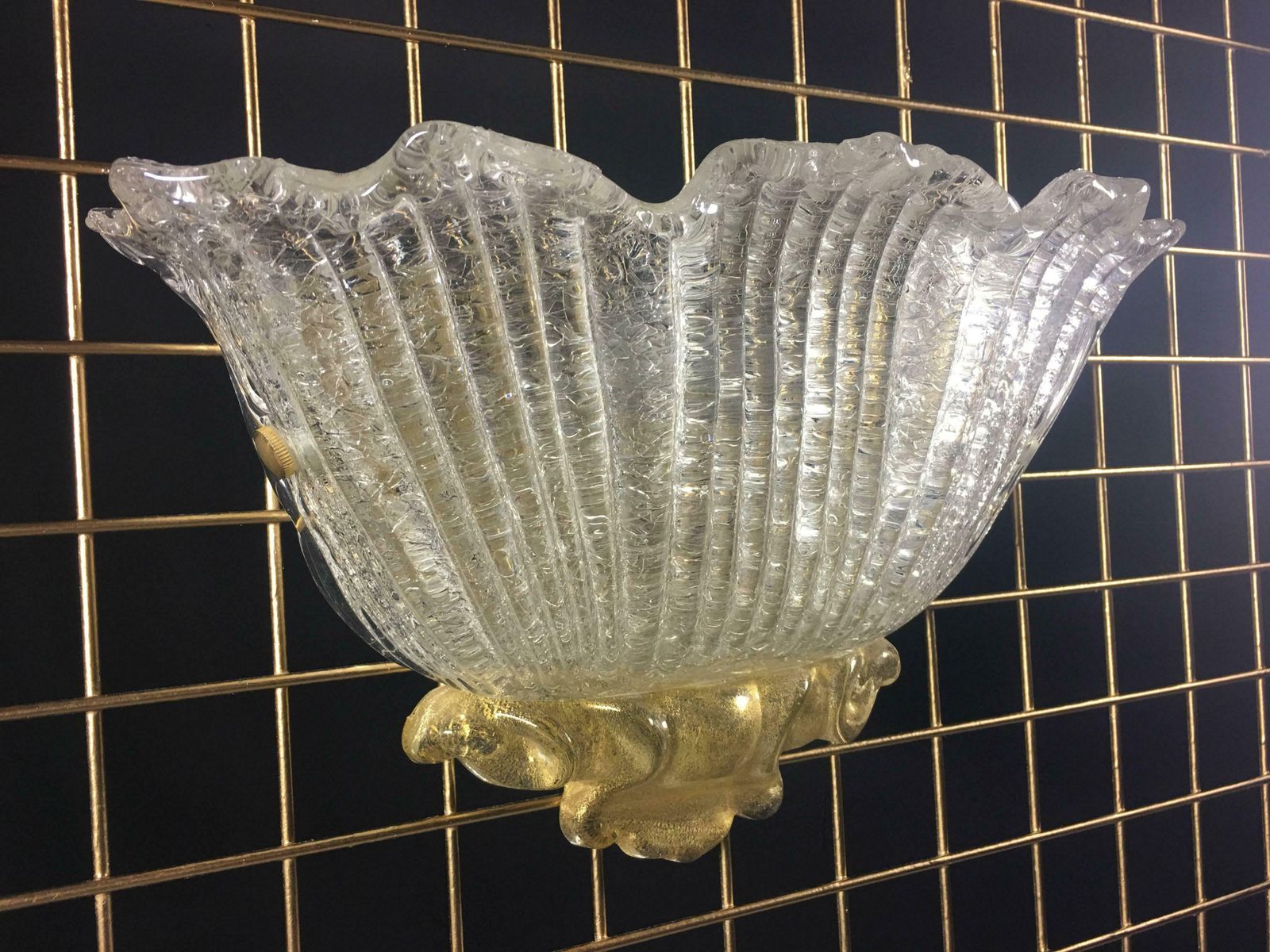 Pair Of Sconces Gold Inclusions Barovier & Toso Style, Murano, 1980 photo buy