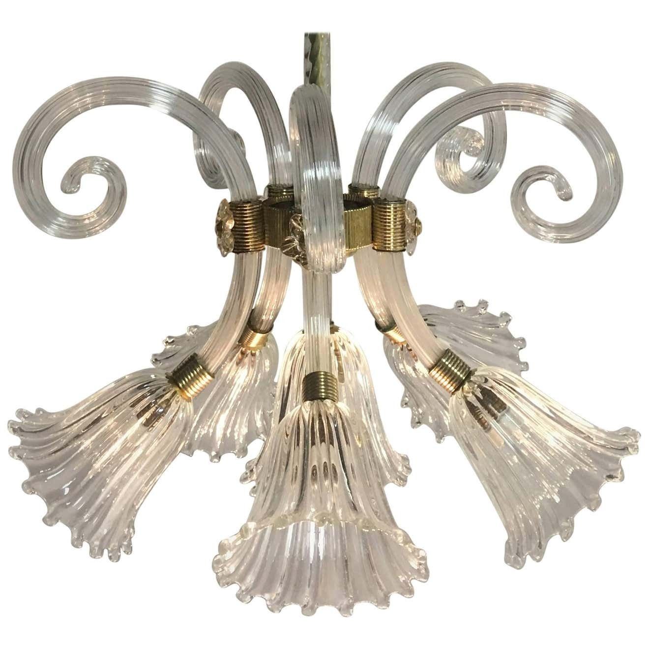 Art Deco Chandelier By Ercole Barovier, Murano, 1940s