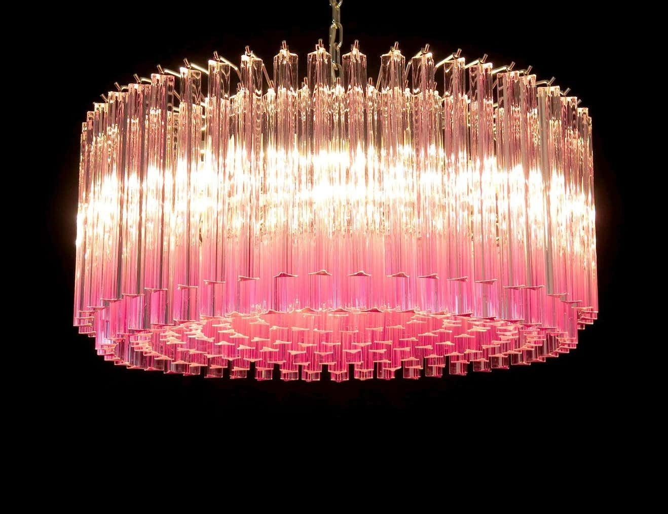 Triedri Glass Chandelier, 265 Pink Prism, Murano photo vinterior