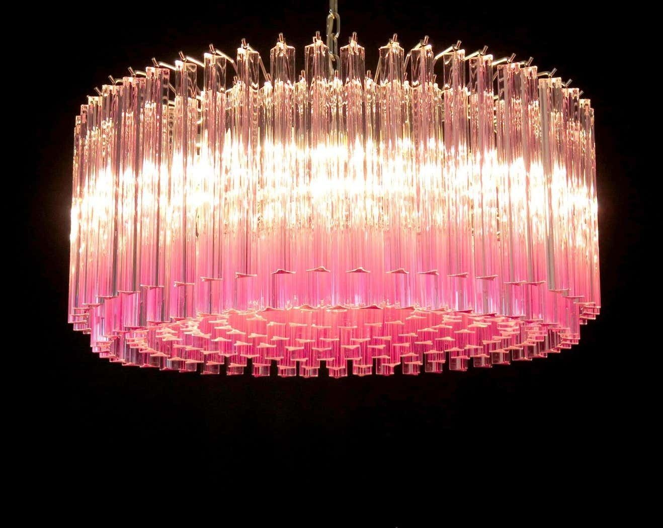 Triedri Glass Chandelier, 265 Pink Prism, Murano photo buy