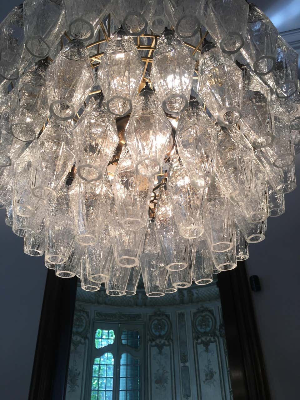 Spectacular Murano 140 Poliedri Chandelier, Carlo Scarpa Style, Murano photo vinterior