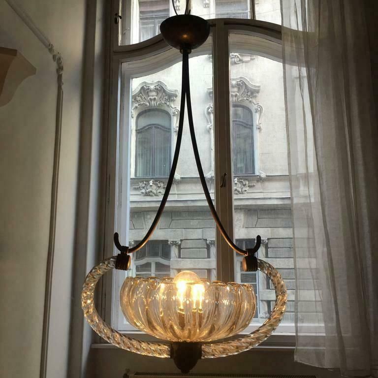 Charming Art Deco Italian Chandelier By Ercole Barovier, Murano, 1940 photo 2261.0
