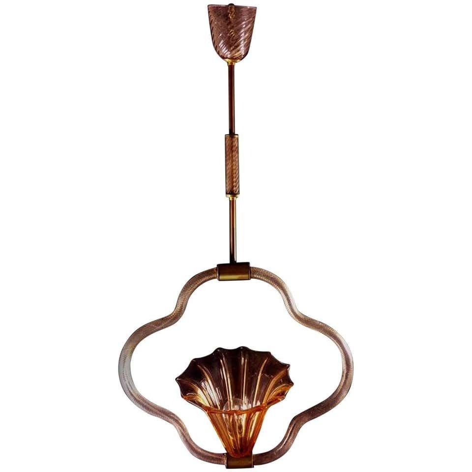 Elegant Chandelier Art Deco Attributed To Napoleone Martinuzzi For Venini, 1930s