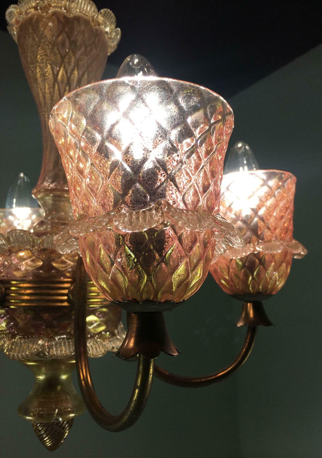 Pink And Gold Chandelier By Barovier & Toso, Murano, 1950 photo 2019.0