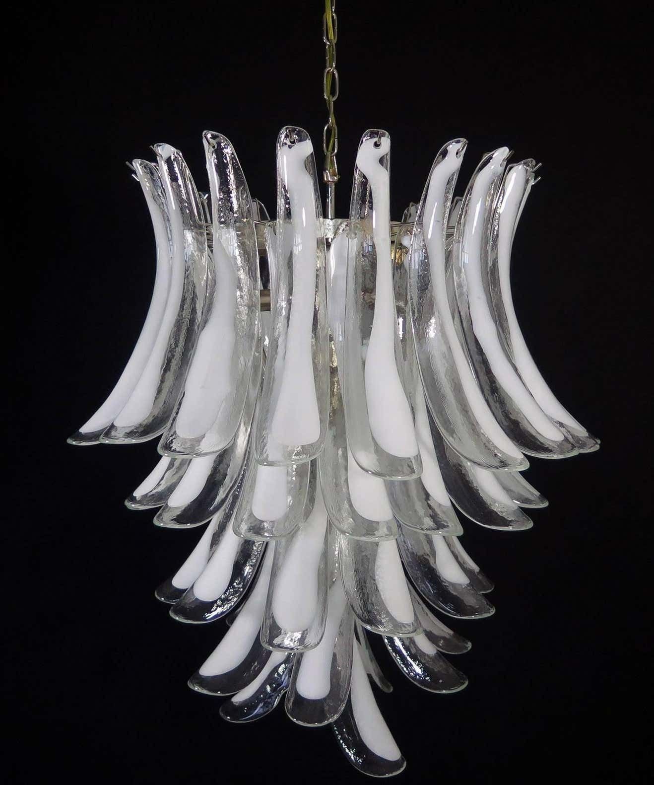 Pair Of Italian Murano 52 Petals Chandeliers, Murano photo buy