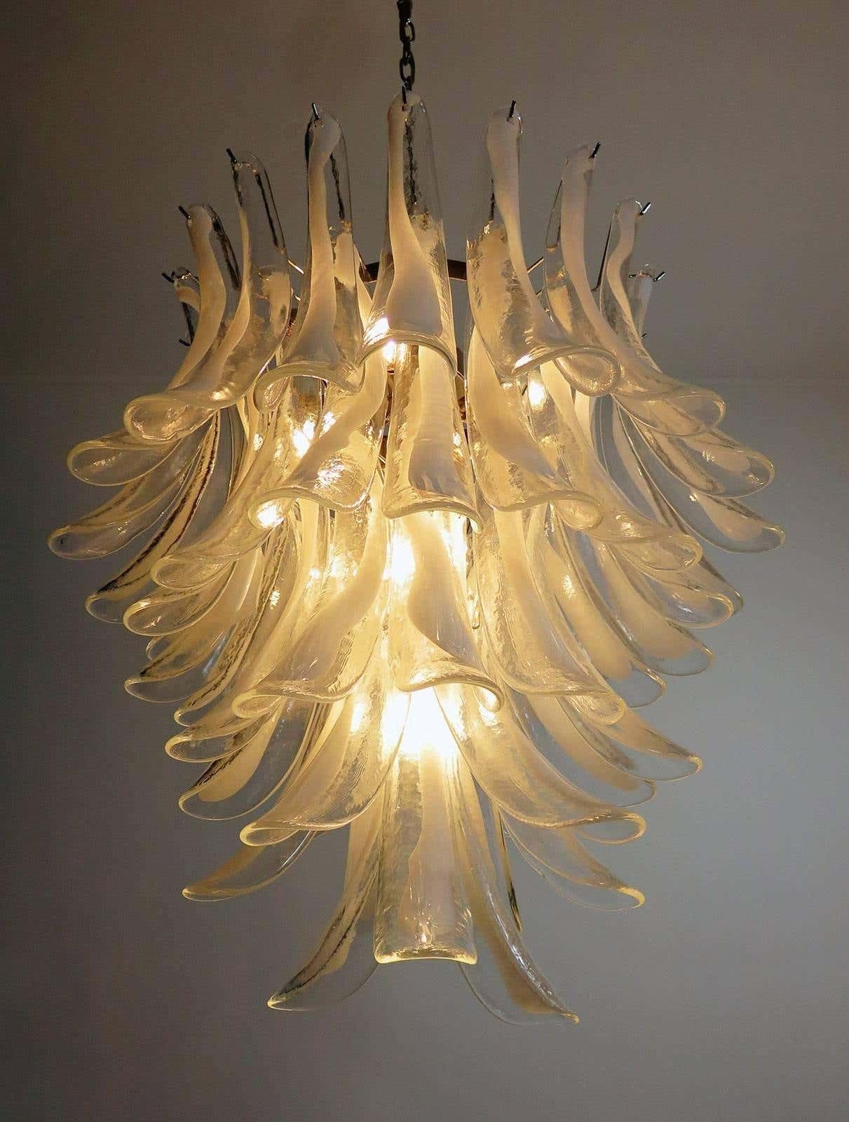 photo furniture Pair Of Italian Murano 52 Petals Chandeliers, Murano