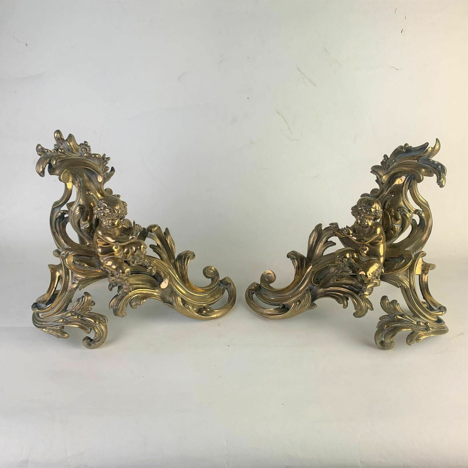 Fine Pair Of Gilded Brass Chenets/Fire Dogs photo 1350.0