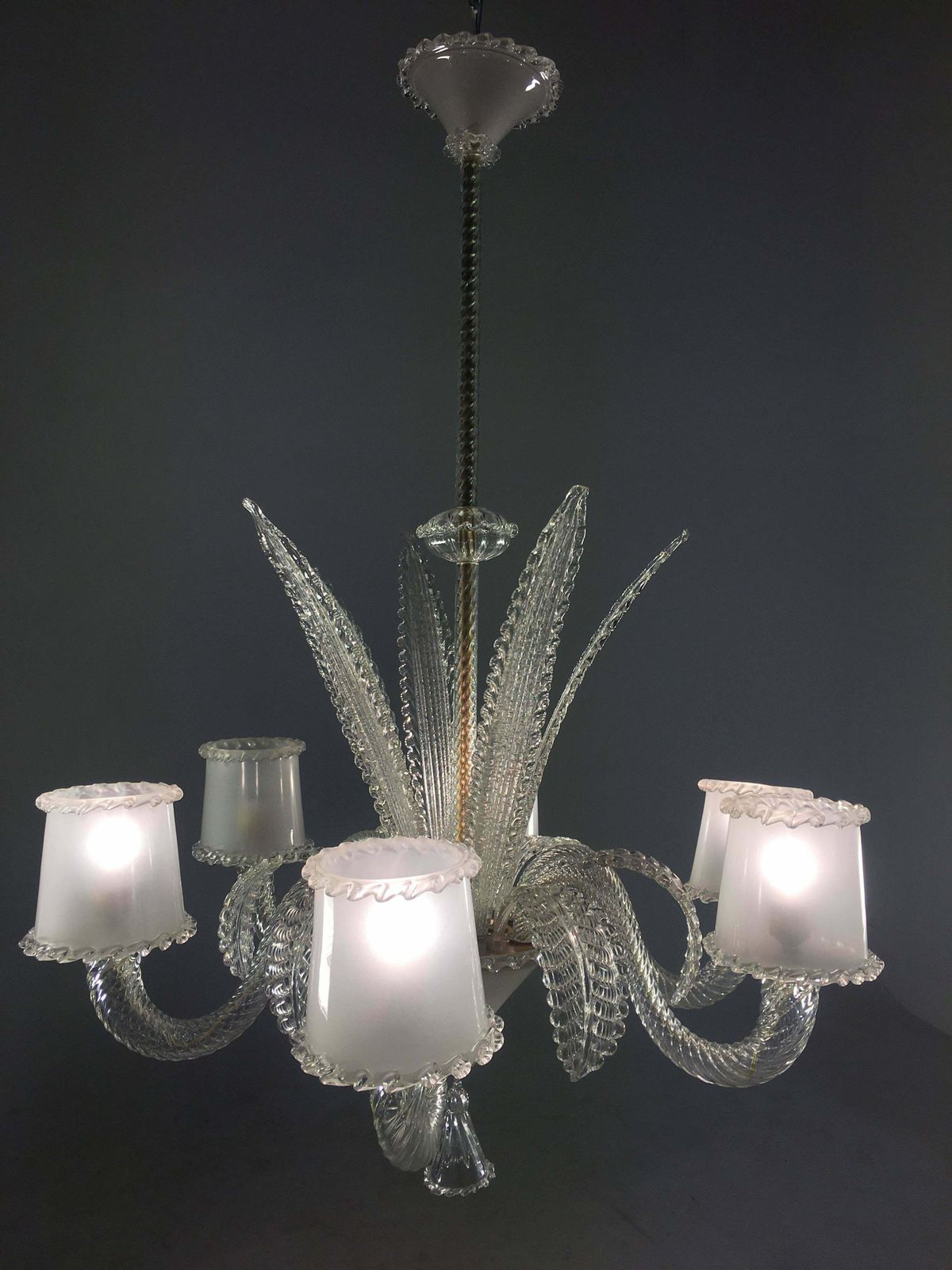 Lighting Chandelier By Barovier & Toso, Murano, 1940s photo
