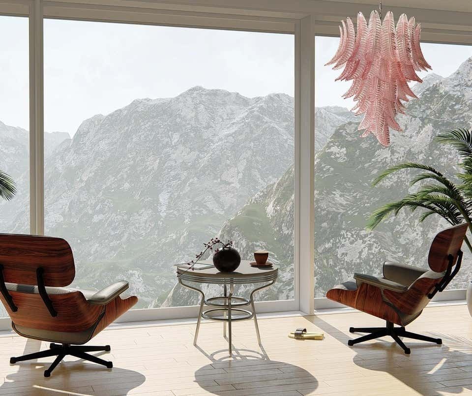 photo furniture Beautiful Pair Of Murano Leaves Chandeliers