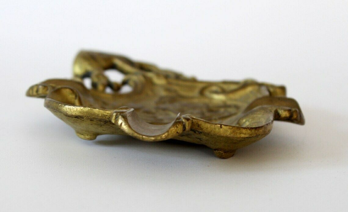 photo furniture Antique Bronze Ashtray, Trinket Dish, Embossed Dragon, Gryphon Griffin Griffon, Pin Dish, Trinket Dish Vide Poche Coin Dish, Signed