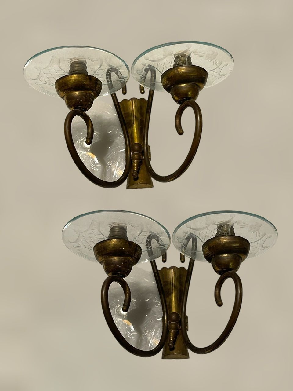 Bronze Etched Glass Sconces Set Of 2 By Pietro Chiesa photo furniture